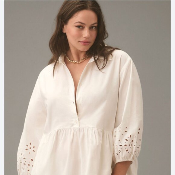 Maeve White Eyelet Midi Dress - Picture 2 of 6